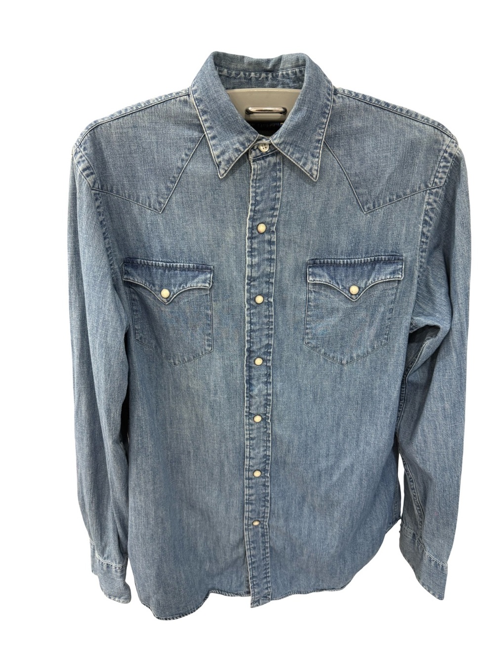 Men's Polo Ralph Lauren Light Blue Denim Western Shirt slim fit